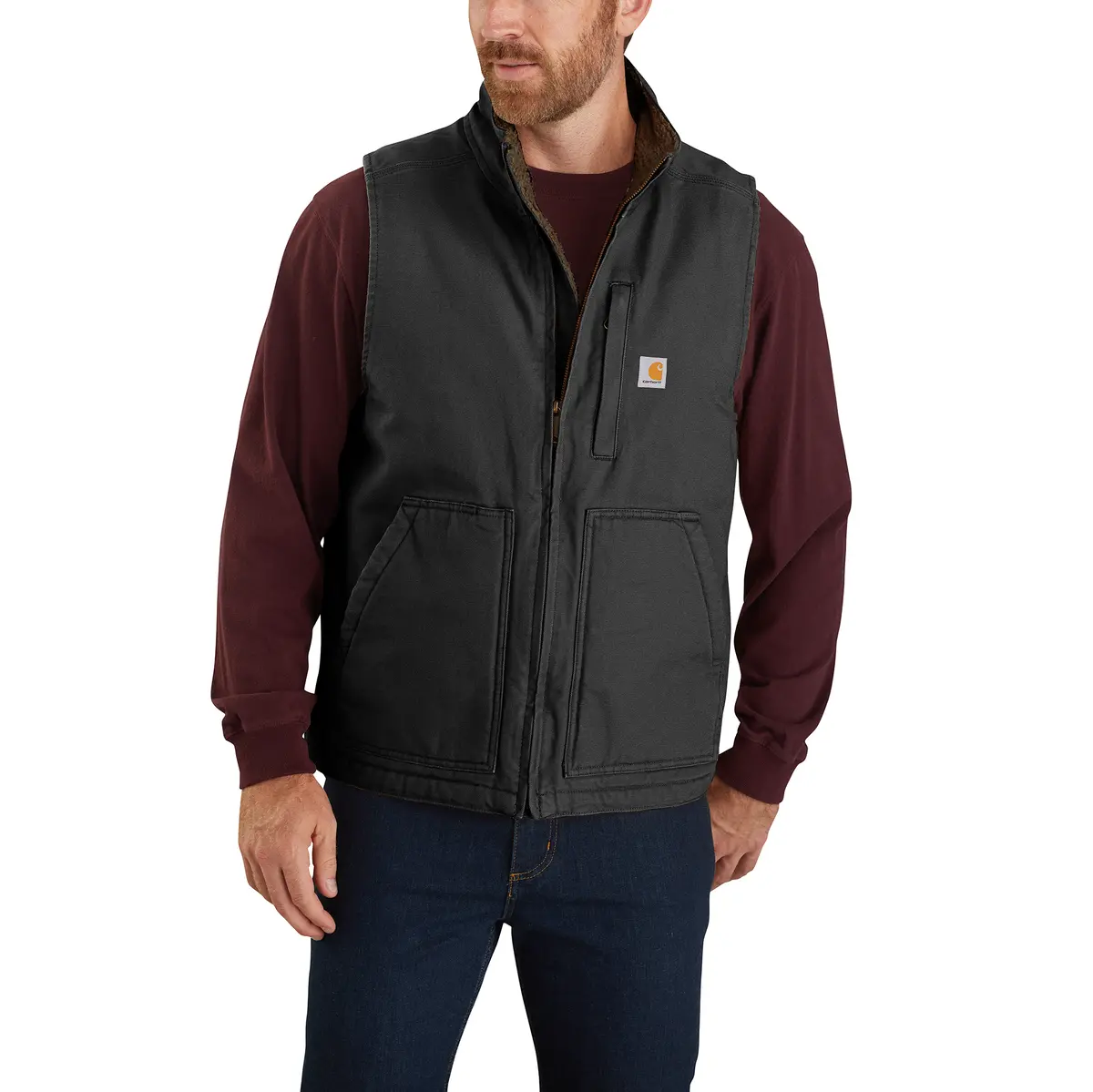 Carhartt Loose Fit Washed Duck Sherpa-Lined Mock-Neck Vest 1
