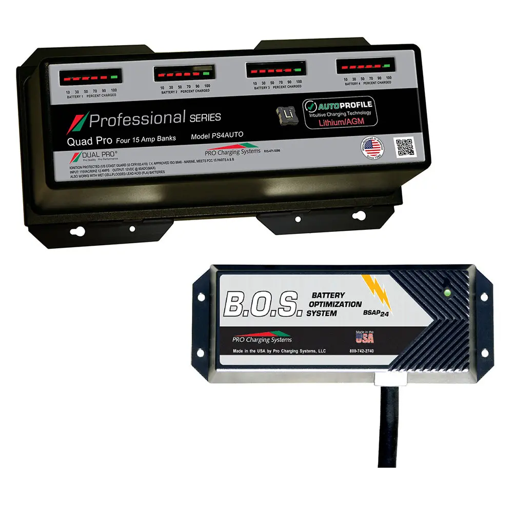 Dual Pro Ps4 Auto 4 Bank Battery Charger W/3 Bank B.O.S. [Ps4auto/Bos12v3] 1