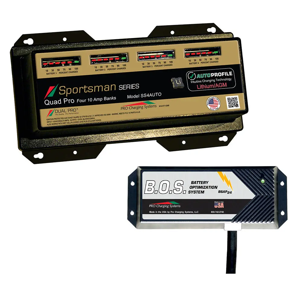 Dual Pro Ss4 Auto 4 Bank Battery Charger W/3 Bank B.O.S. [Ss4auto/Bos12v3] 1