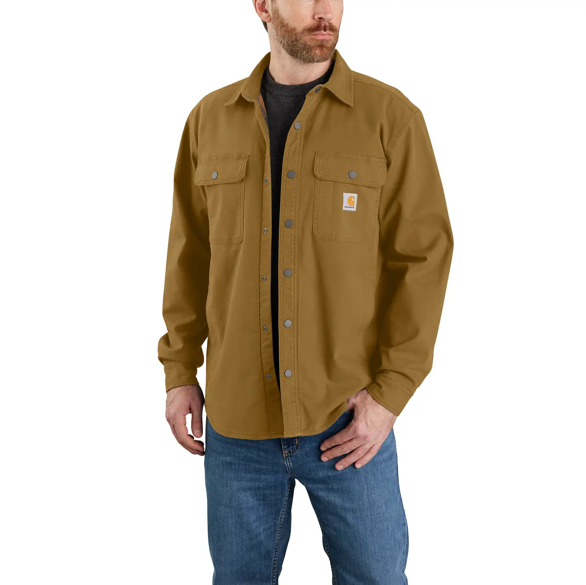 Carhartt Mens Rugged Flex Relaxed Fit Canvas Fleece Lined Shirt Jac 1