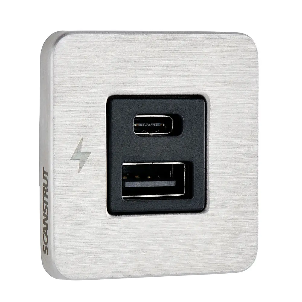 Scanstrut Tile Usb-A/Usb-C Interior Charging Socket - 12/24V - Stainless Steel Bezel [Sc-Tile-11] 1