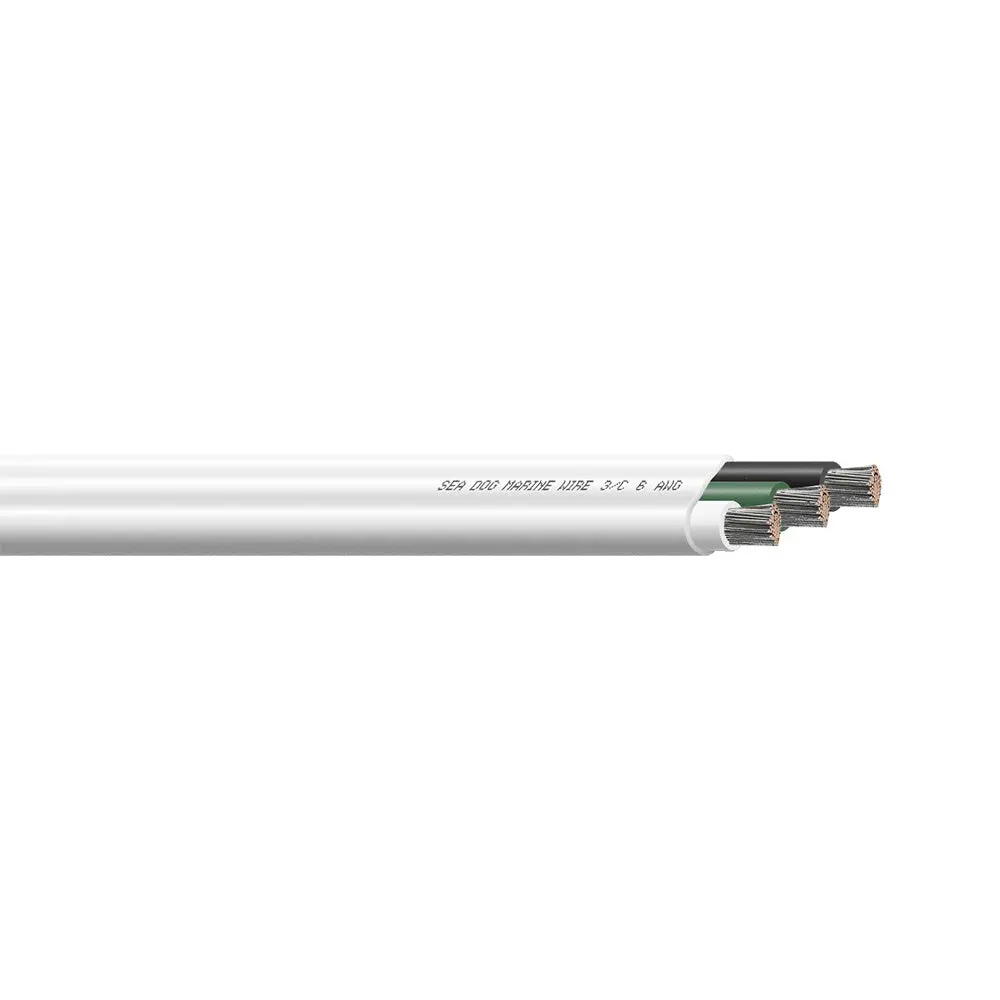 Sea-Dog 6/3 Awg Flat Triplex Wire - White/Green/Black - 50' [8006301] 1