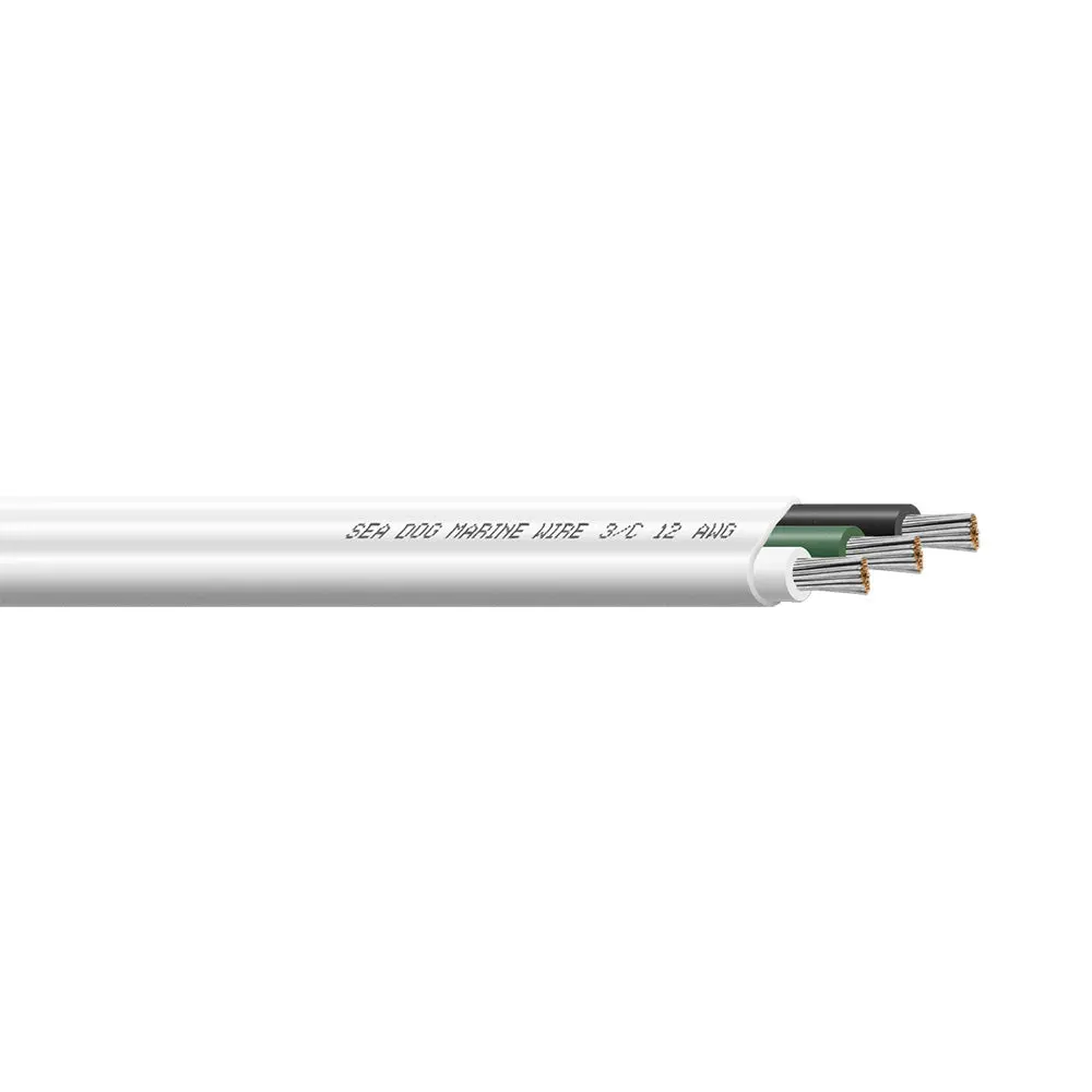 Sea-Dog 12/3 Awg Flat Triplex Wire - White/Green/Black - 100' [8012302] 1