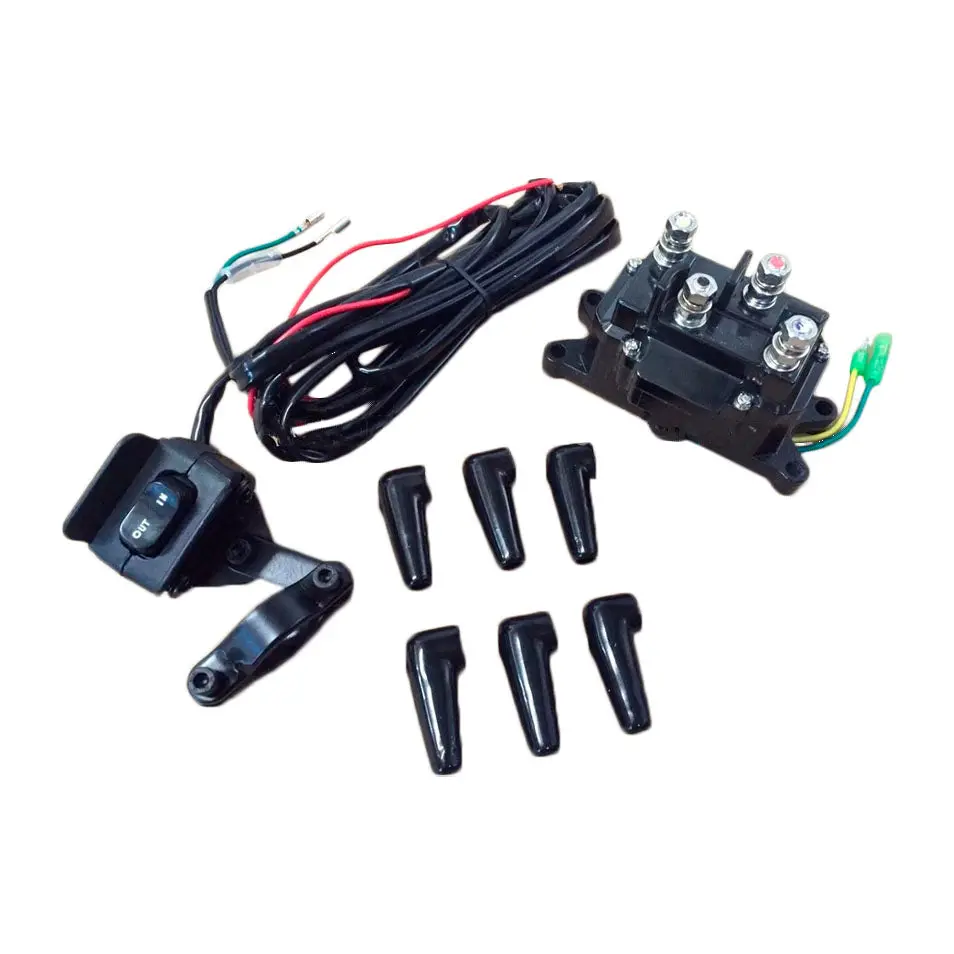 12V Solenoid Relay Contactor & Winch Rocker Thumb Switch W/ Mounting Bracket 1