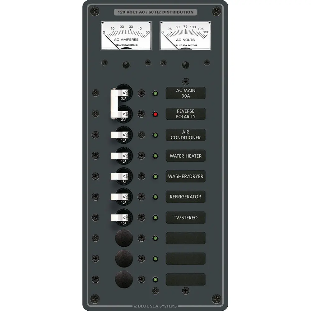 Blue Sea 8074 Ac Main +8 Positions Toggle Circuit Breaker Panel - White Switches [8074] 1