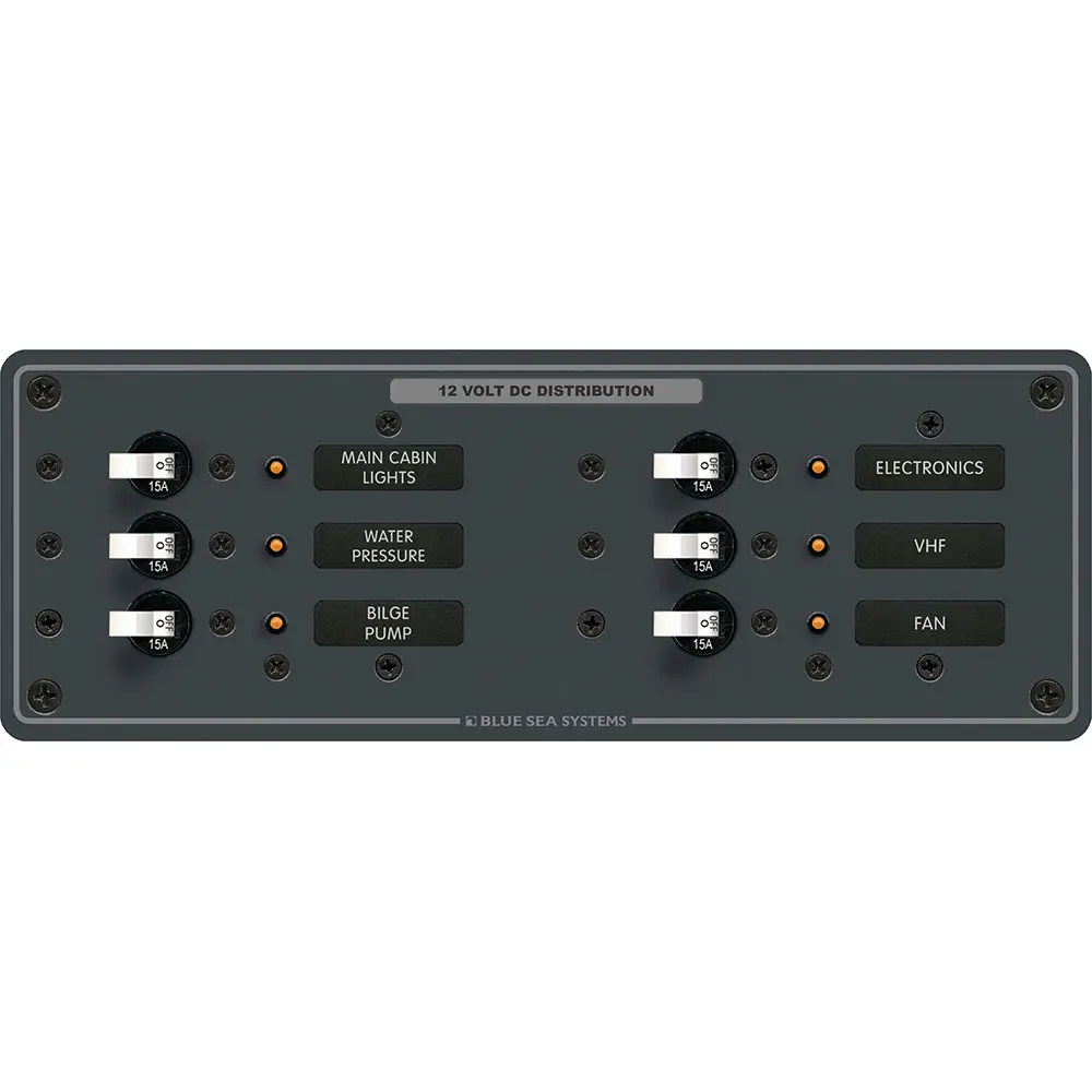 Blue Sea 8096 Dc 6 Position Toggle Branch Circuit Breaker Panel - White Switches [8096] 1