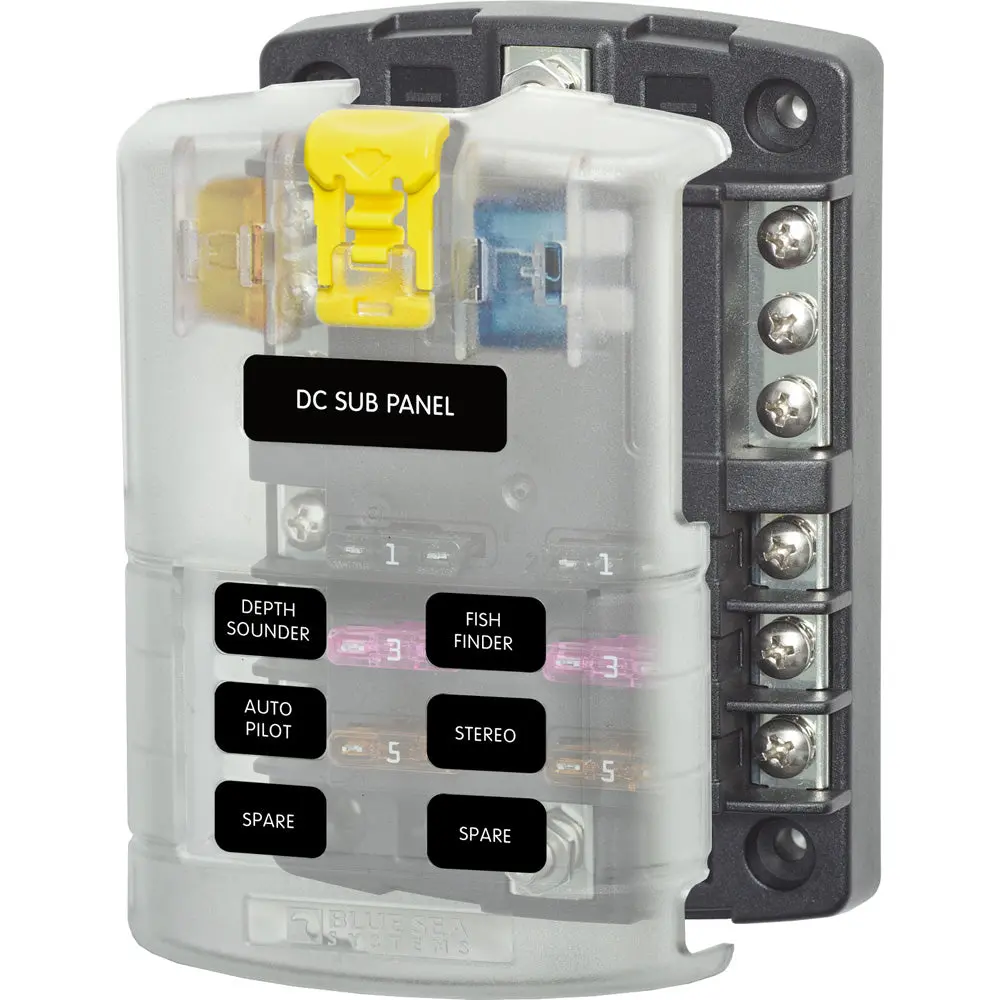 Blue Sea 5025 St Blade Fuse Block W/Cover - 6 Circuit W/Negative Bus [5025] 1