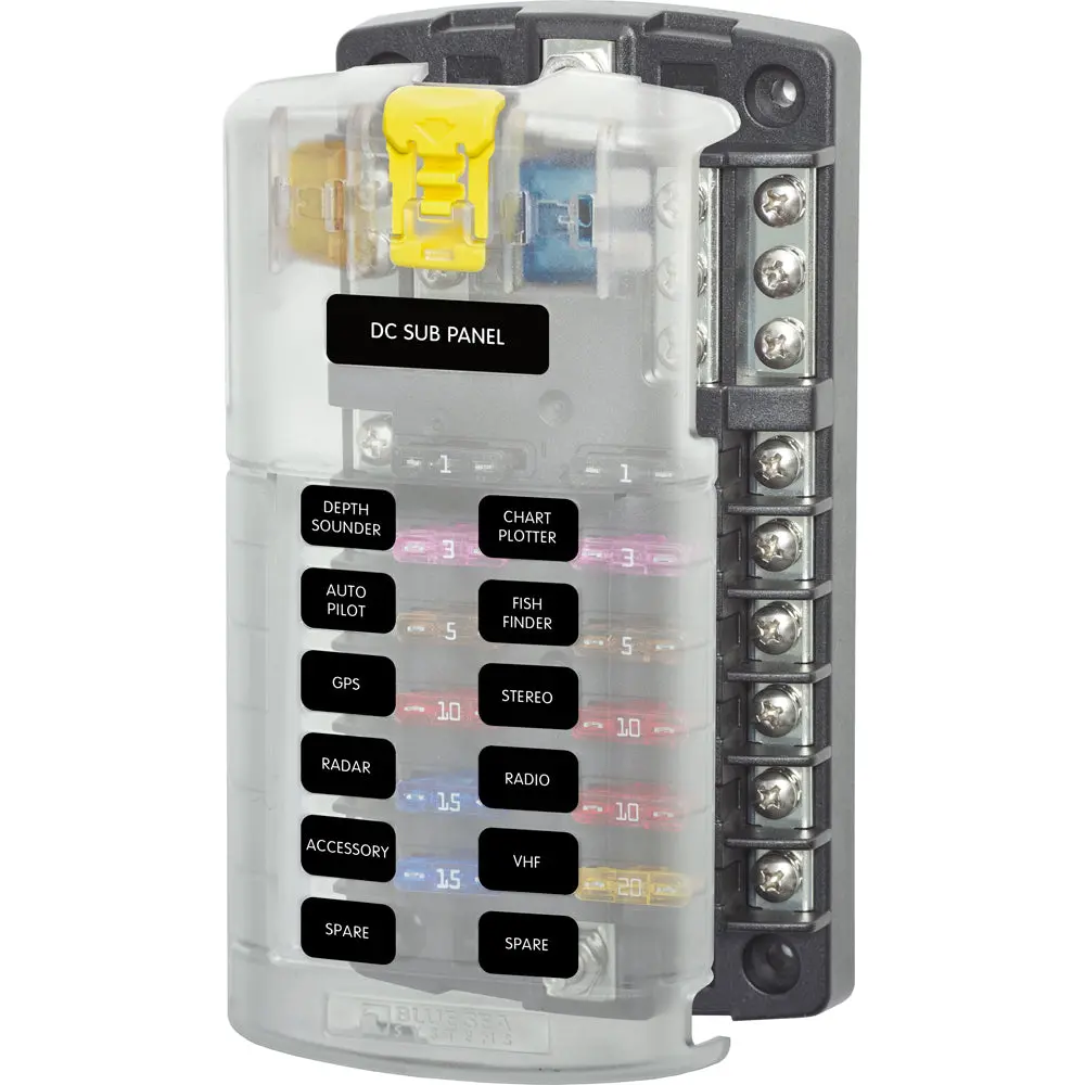 Blue Sea 5026 St Blade Fuse Block W/Cover - 12 Circuit W/Negative Bus [5026] 1