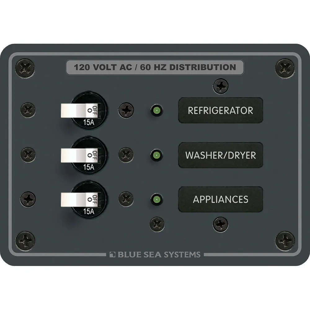 Blue Sea 8058 Ac 3 Position Toggle Circuit Breaker Panel - White Switches [8058] 1