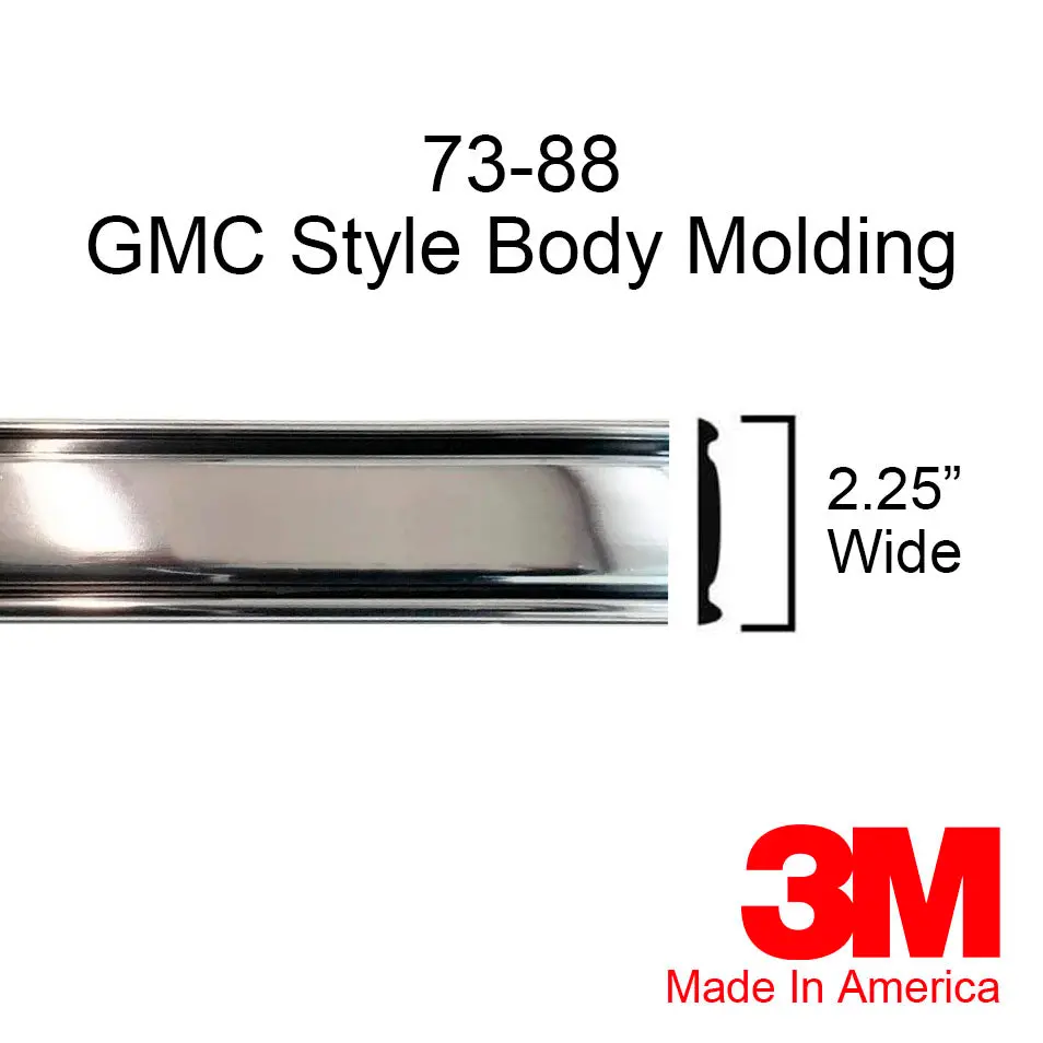 Chrome Side Body Trim Molding For Use On 1973-1988 Gmc C/K Truck Suburban - 2.25" Wide 1