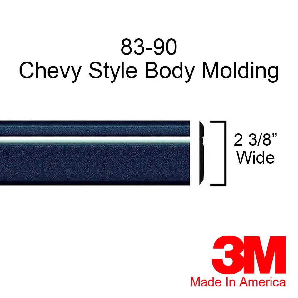 1983-1990 Chevy S10 & S10 Blazer Black & Chrome Side Body Trim Molding 2 3/8" Wide 1