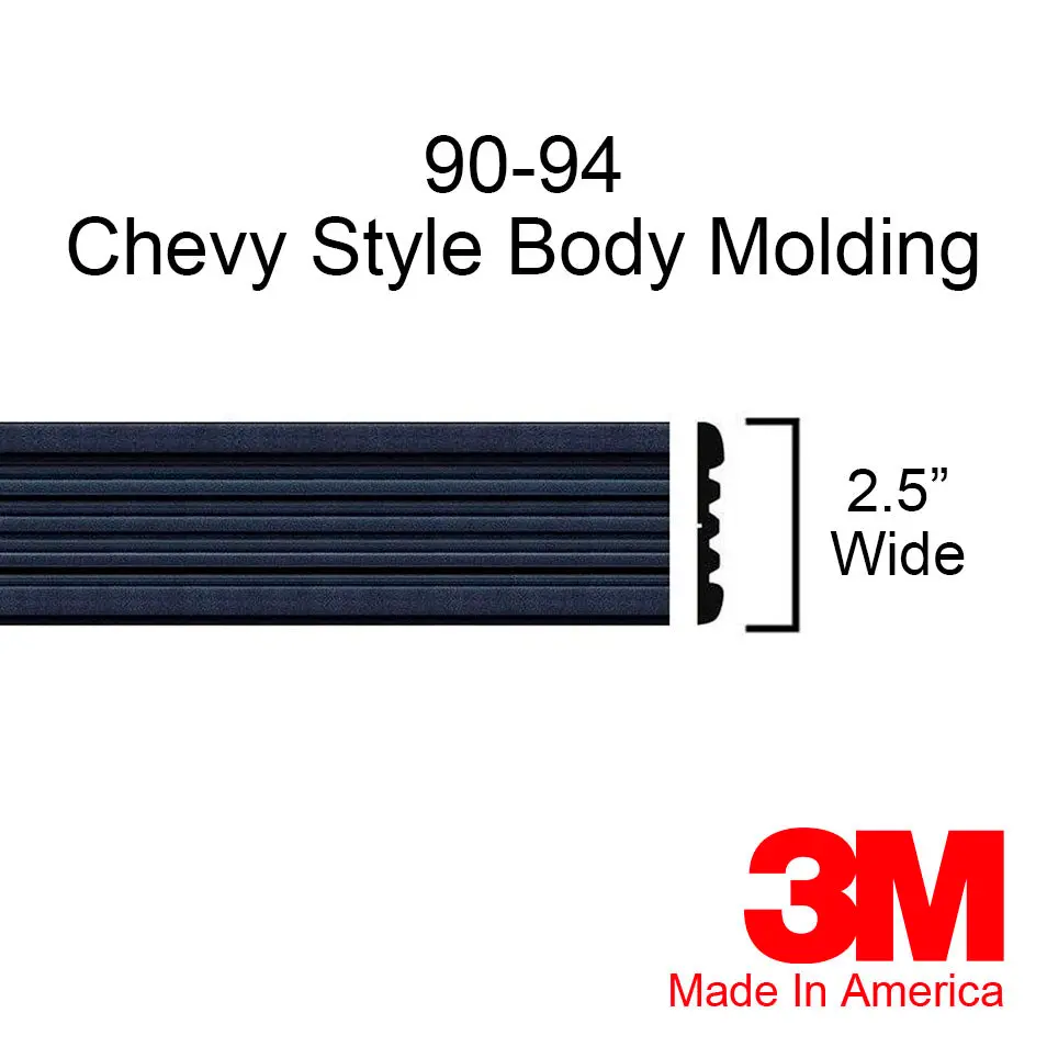 Black Side Body Trim Molding For Use On 1990-1994 Chevy Blazer - 2.5" Wide 1