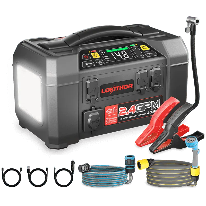Lokithor Aw401 Jump Starter With Pressure Washer Air Compressor 2500Amp 1