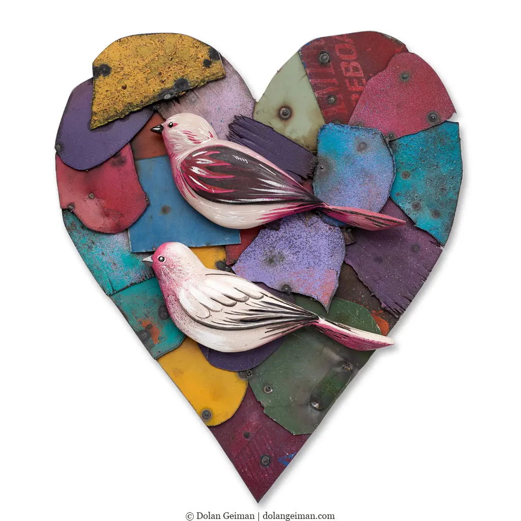 Lovebirds Original Mixed Media Wall Art 1