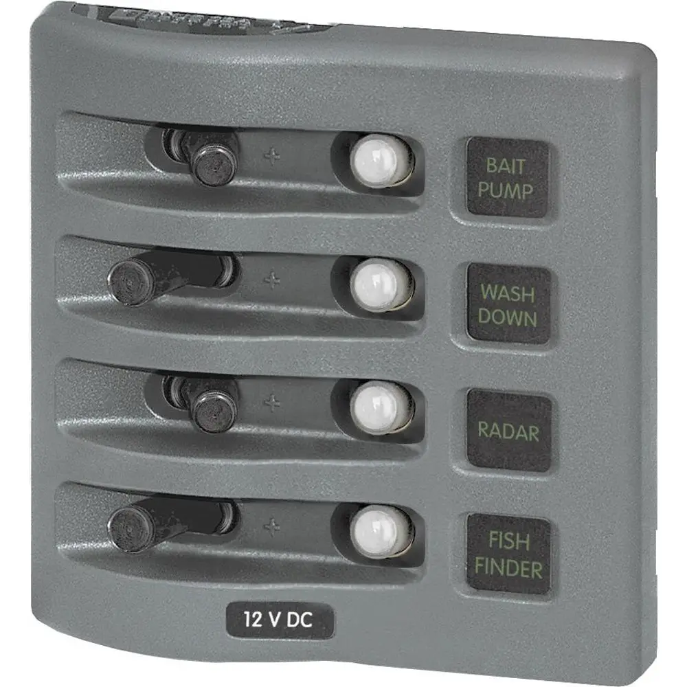 Blue Sea 4374 Weatherdeck Water Resistant Circuit Breaker Panel - 4 Position - Grey [4374] 1