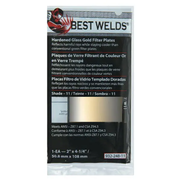 Best Welds - Hardened Glass Gold Filter Plate, 2" X 4-1/4" 1