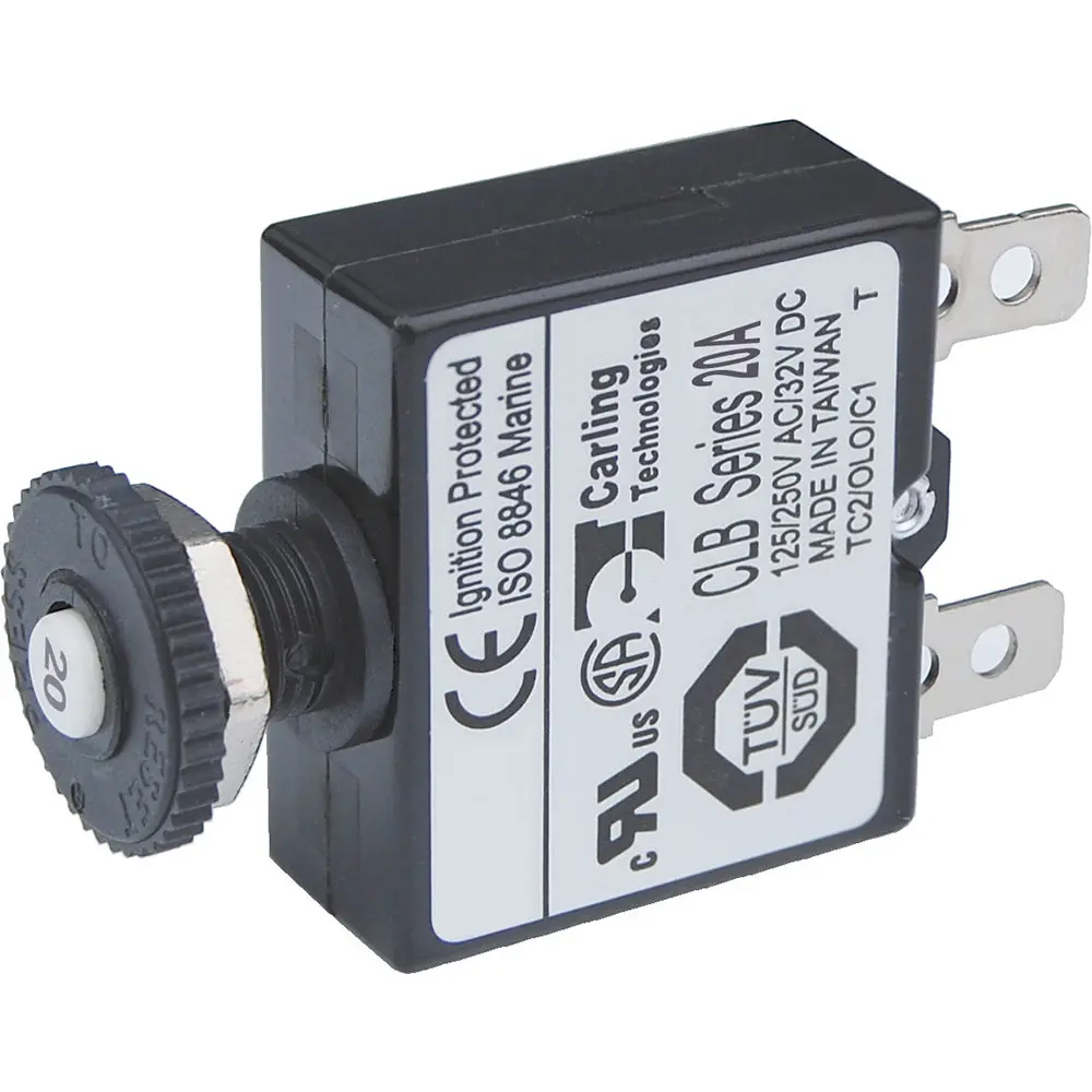 Blue Sea 7057 20A Push Button Thermal With Quick Connect Terminals [7057] 1