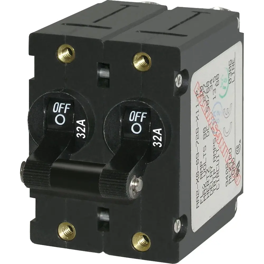 Blue Sea 7349 A-Series Double Pole Toggle - 32A - Black [7349] 1