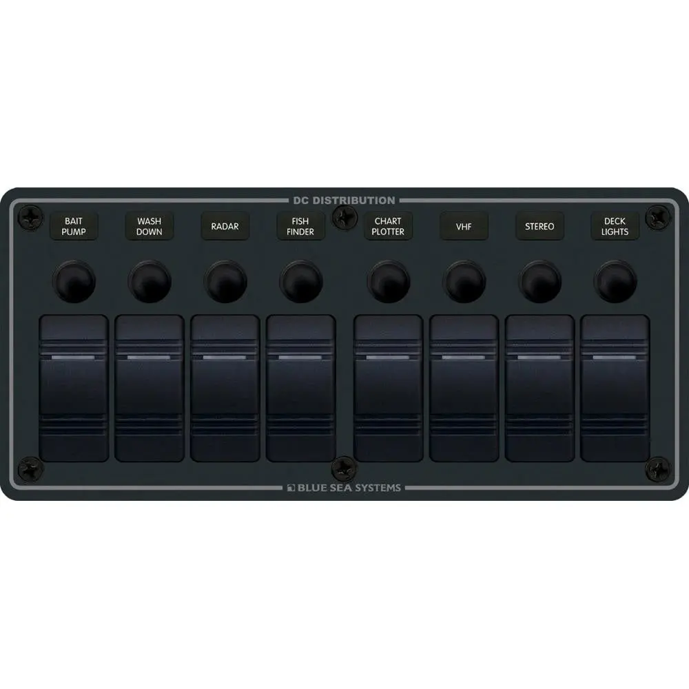 Blue Sea 8371 Water Resistant Panel - 8 Position - Black - Horizontal Mount [8371] 1