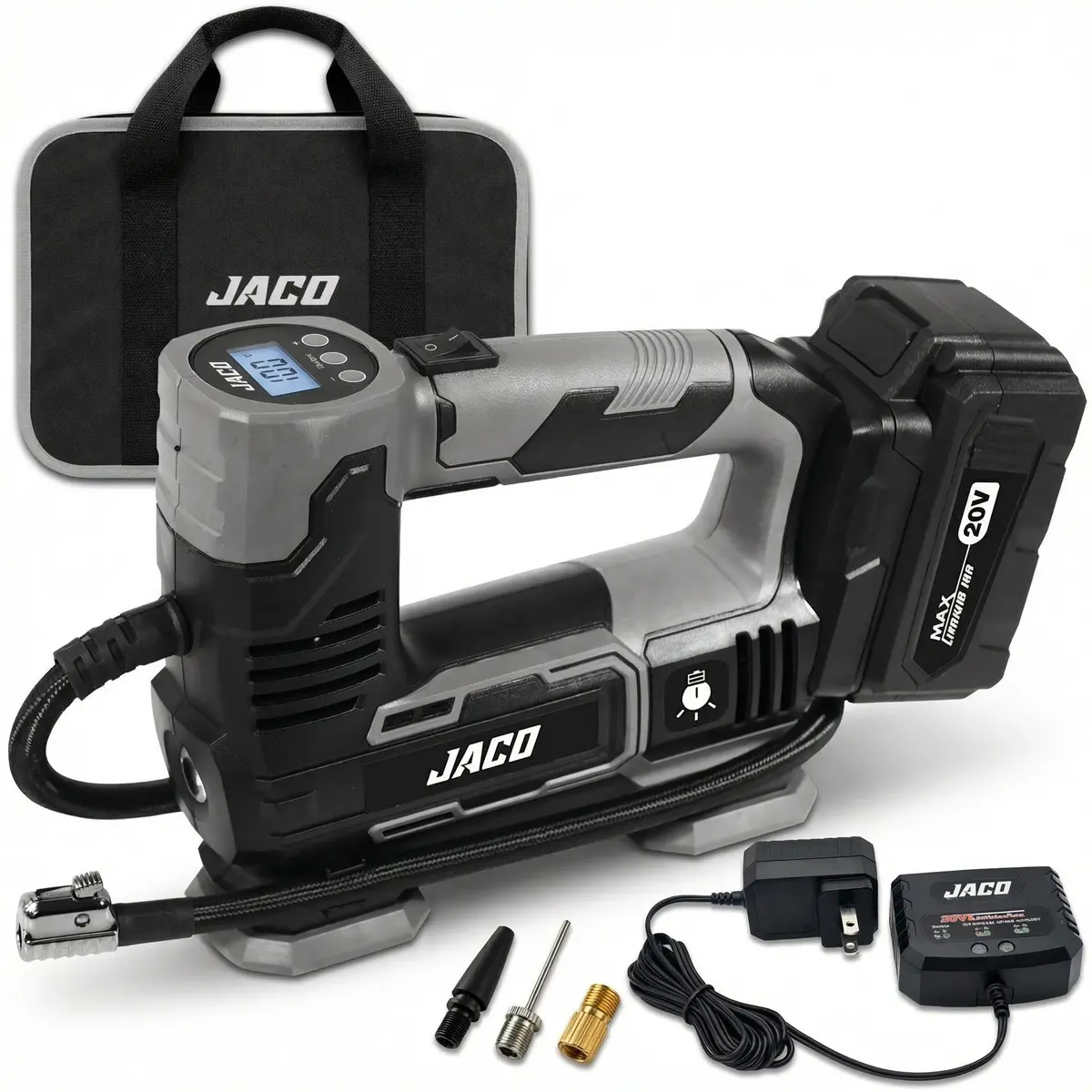 20V Cordless Tire Inflator Air Compressor | With 3.0Ah Max Lithium-Ion Battery 1