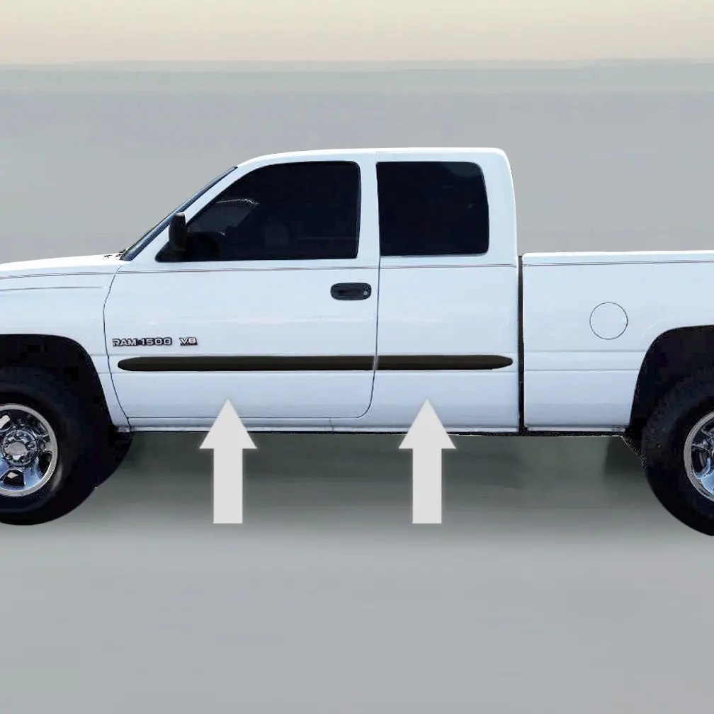 2" Black Body Side Molding Trim Die Cut Ends For 1994-2000 Dodge Ram 1
