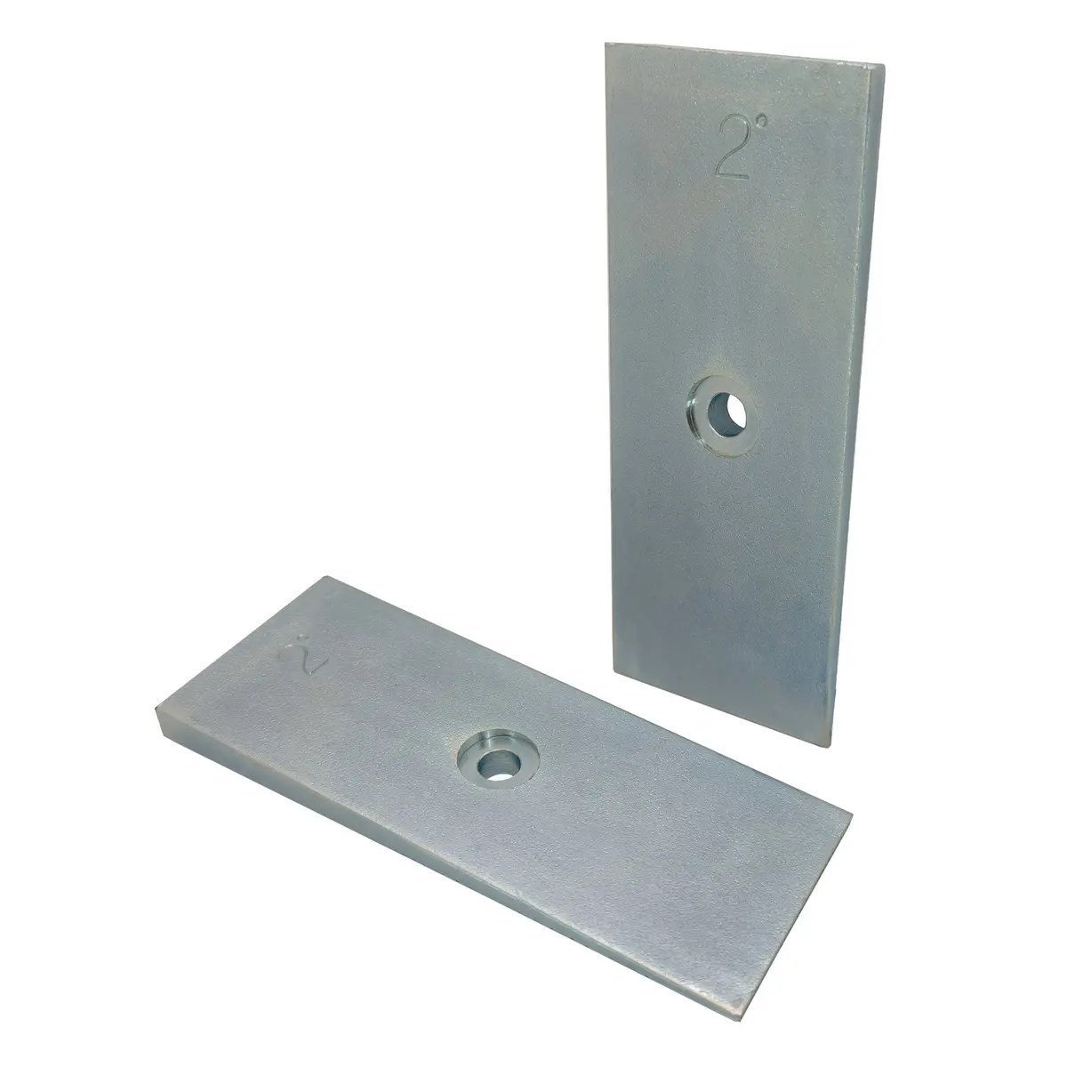 2" Wide Steel 2 Degree Shims Wedge For Pinion Angle Or Caster - Set Of 2, Zinc Plated 1