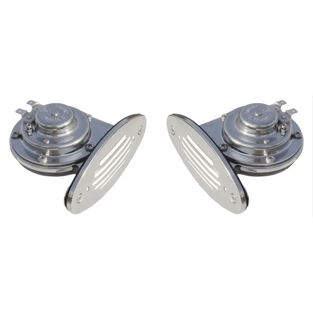 Schmitt Marine Mini Stainless Steel Dual Drop-In Horn W/Stainless Steel Grills High  Low Pitch [10055] 1