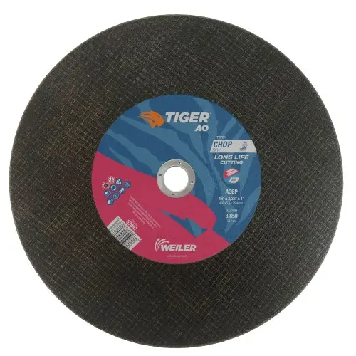 Weiler - 16" X 3/32" Tiger A0 Type 1 Large Cutting Wheel, A36p, 1" A.H, Chop Saw 1