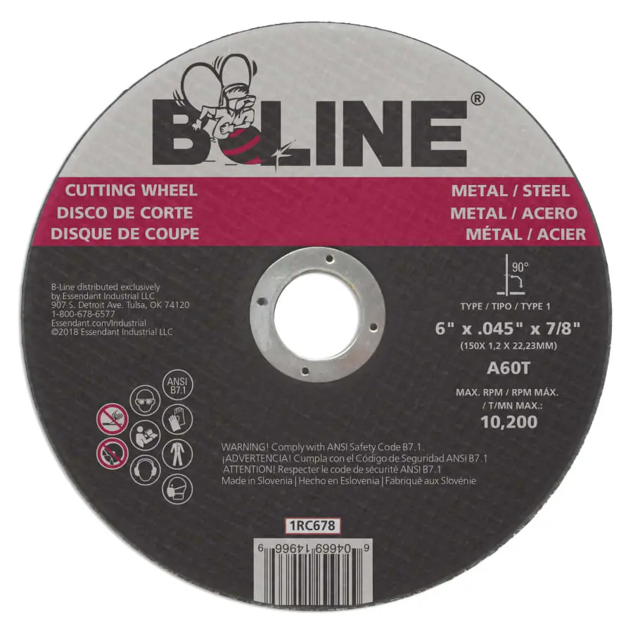 B-Line - 6" Cutting Wheel, .045" Thick, 7/8" Arbor, 60 Grit, Aluminum Oxide 1