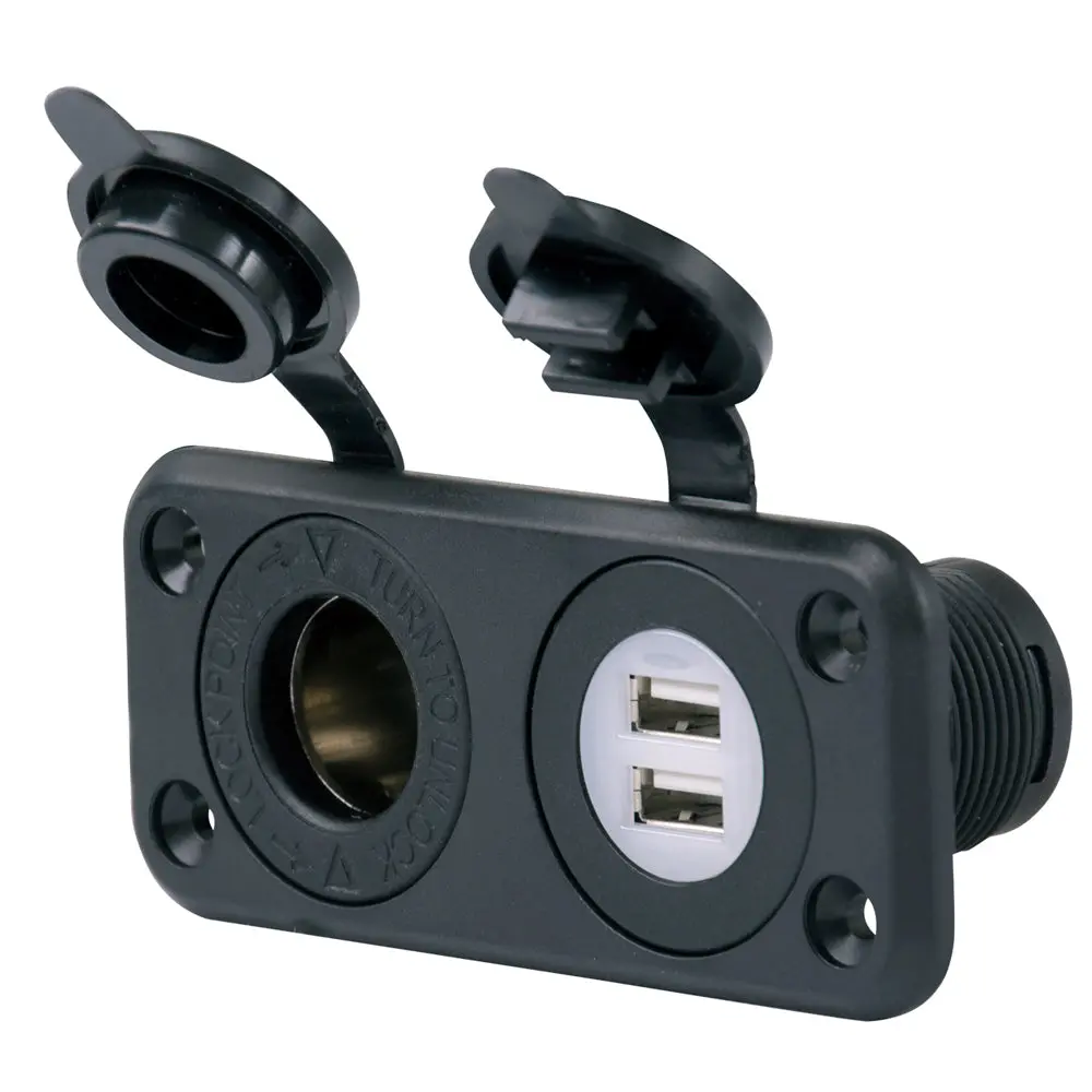 Marinco Sealink Deluxe Dual Usb Charger & 12V Receptacle [12Vcombo] 1