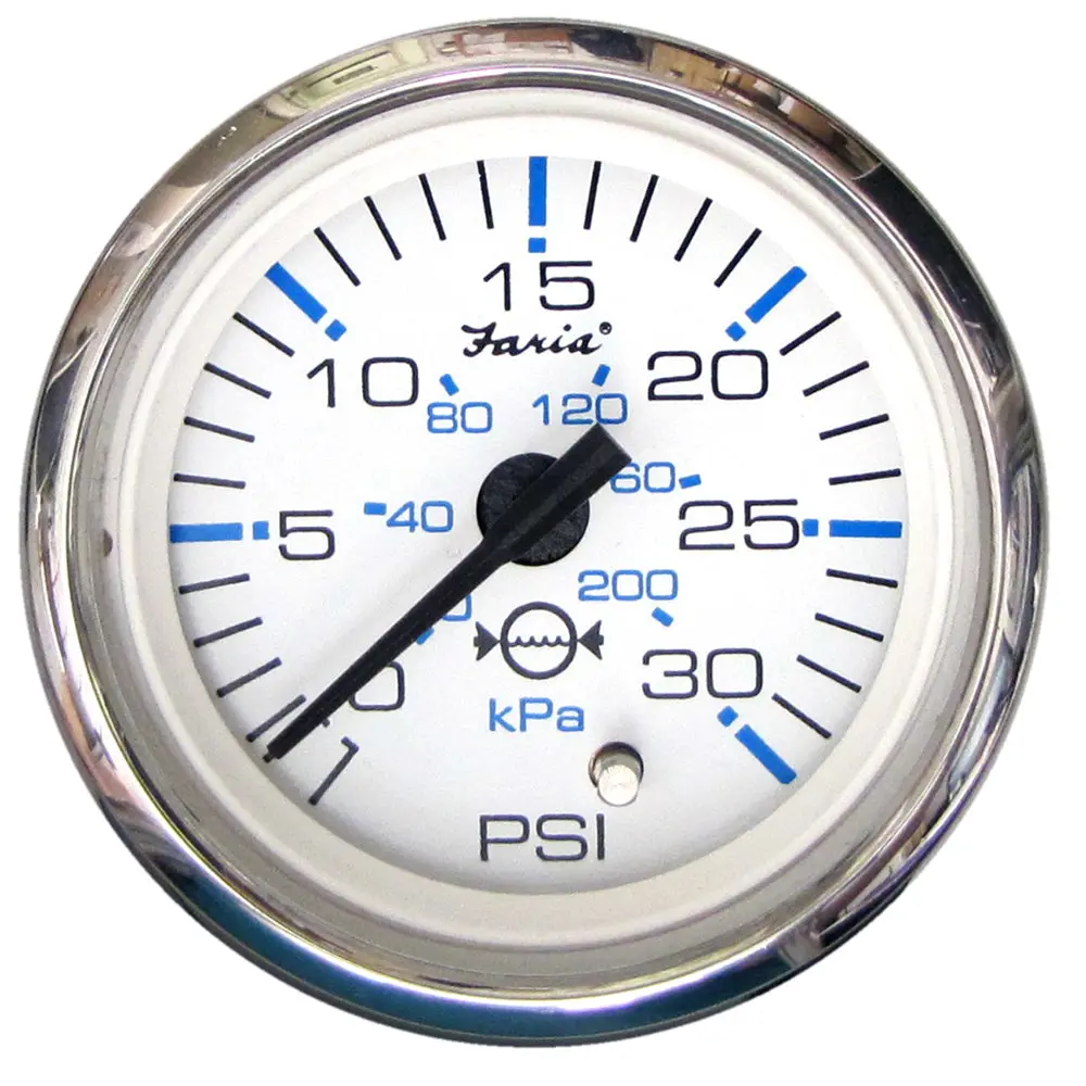 Faria Chesapeake White Ss 2" Water Pressure Gauge (30 Psi) [13812] 1