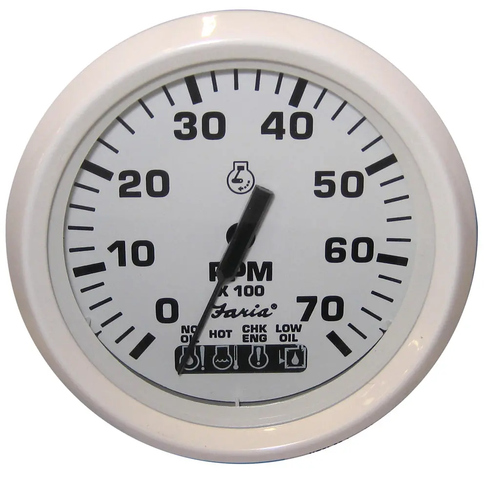 Faria Dress White 4" Tachometer W/Systemcheck Indicator - 7000 Rpm (Gas) (Johnson / Evinrude Outboard) [33150] 1