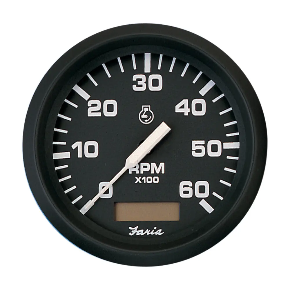 Faria Euro Black 4" Tachometer W/Hourmeter - 6,000 Rpm (Gas - Inboard) [32832] 1
