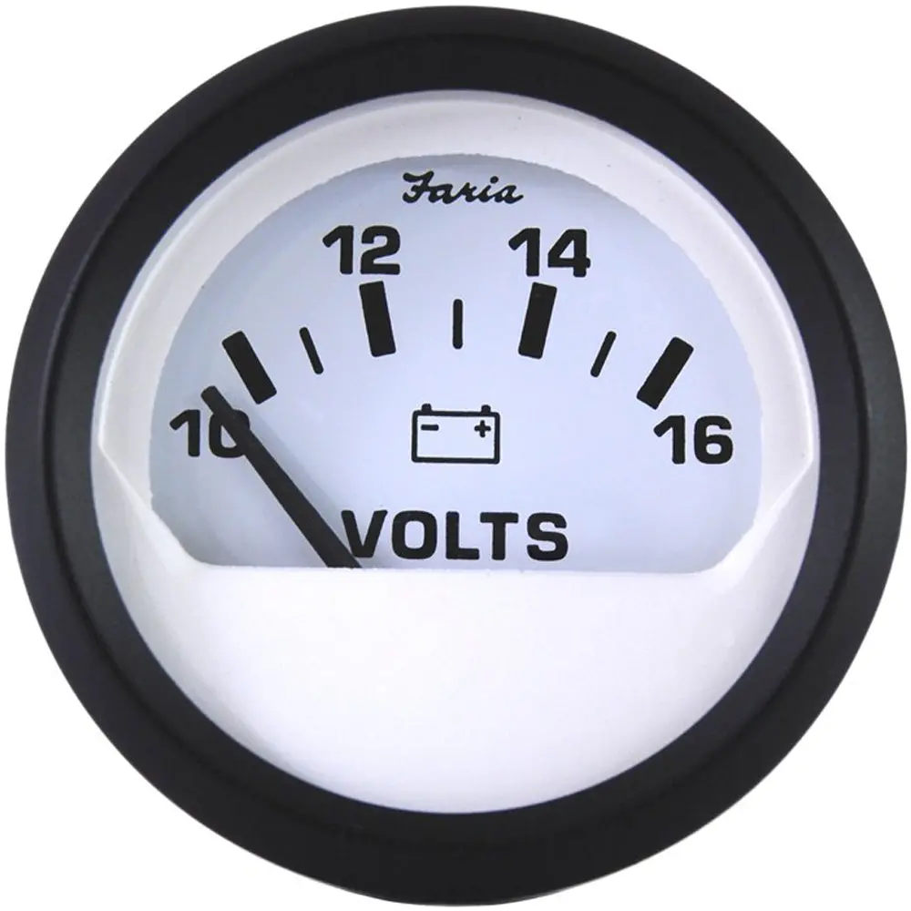 Faria Euro White 2" Voltmeter (10-16 Vdc) [12911] 1