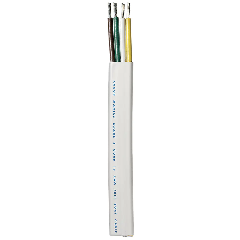 Ancor Trailer Cable - 16/4 Awg - Yellow/White/Green/Brown - Flat - 100' [154010] 1