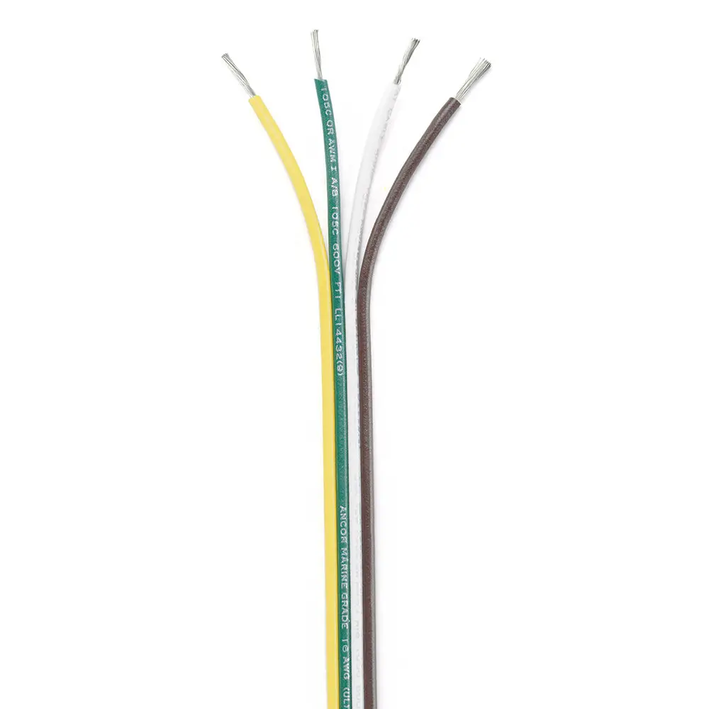 Ancor Ribbon Bonded Cable - 16/4 Awg - Brown/Green/White/Yellow - Flat - 100' [154510] 1