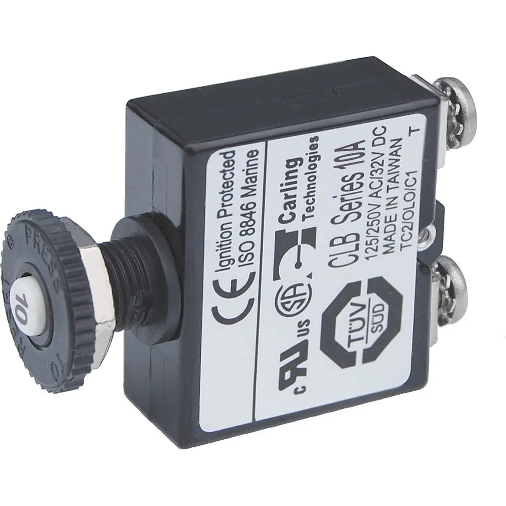 Blue Sea Push Button Reset Only Screw Terminal Circuit Breaker - 10 Amps [2132] 1