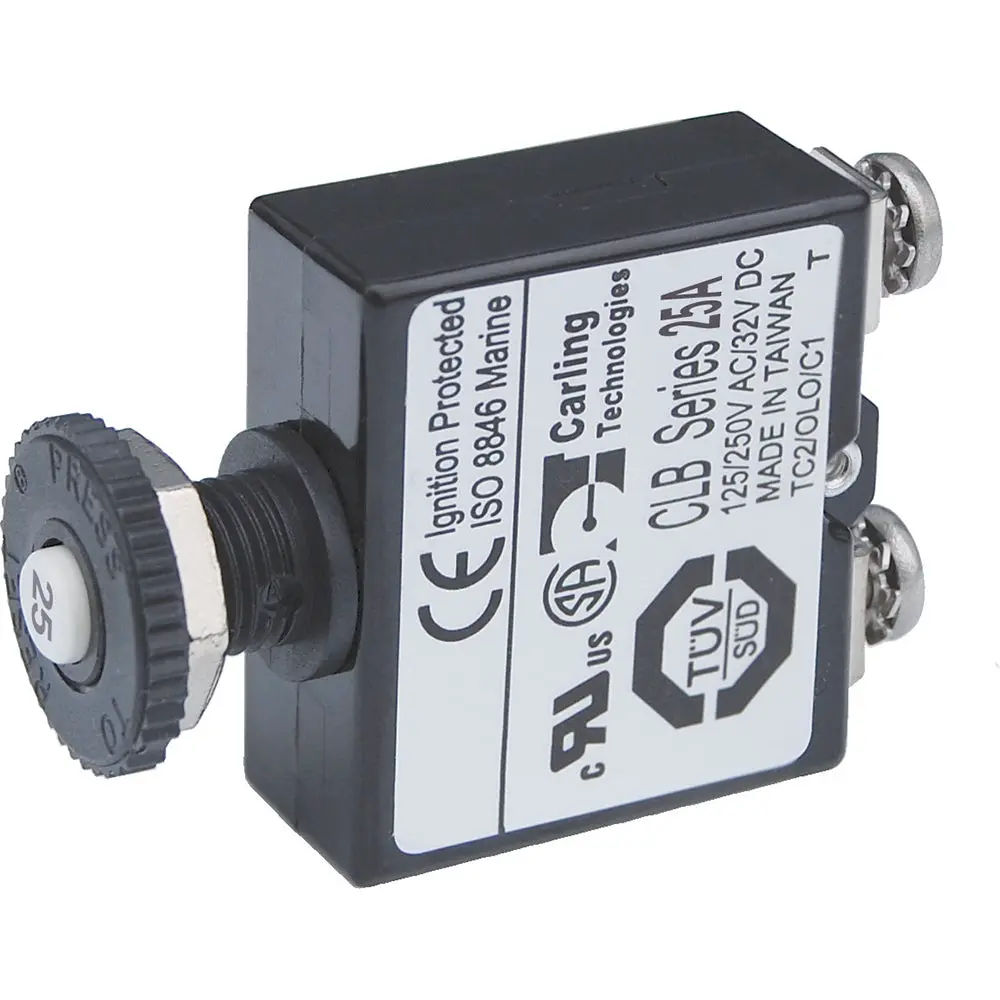 Blue Sea Push Button Reset Only Screw Terminal Circuit Breaker - 25 Amps [2135] 1
