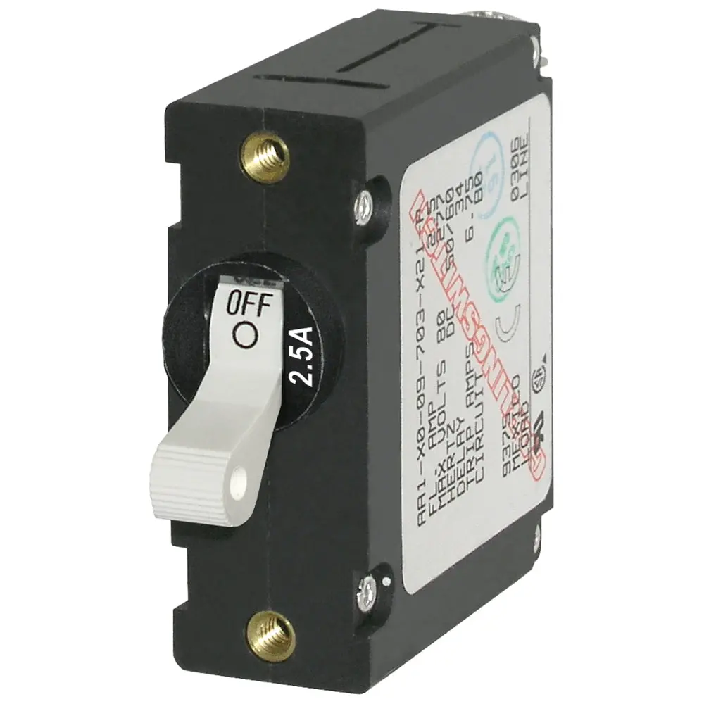 Blue Sea 7197 A-Series White Toggle Circuit Breaker - Single Pole 2.5A [7197] 1