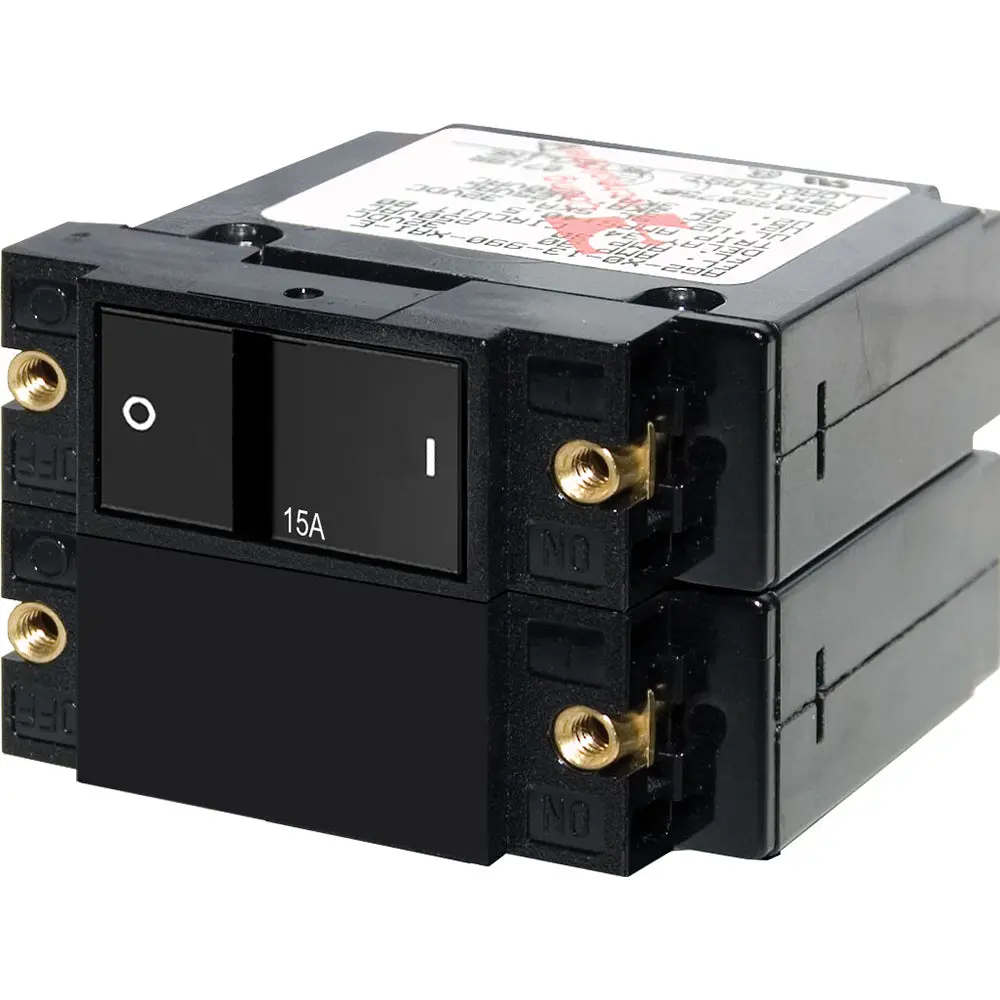 Blue Sea 7411 A-Series Flat Rocker Circuit Breaker - Double Pole - 15A [7411] 1