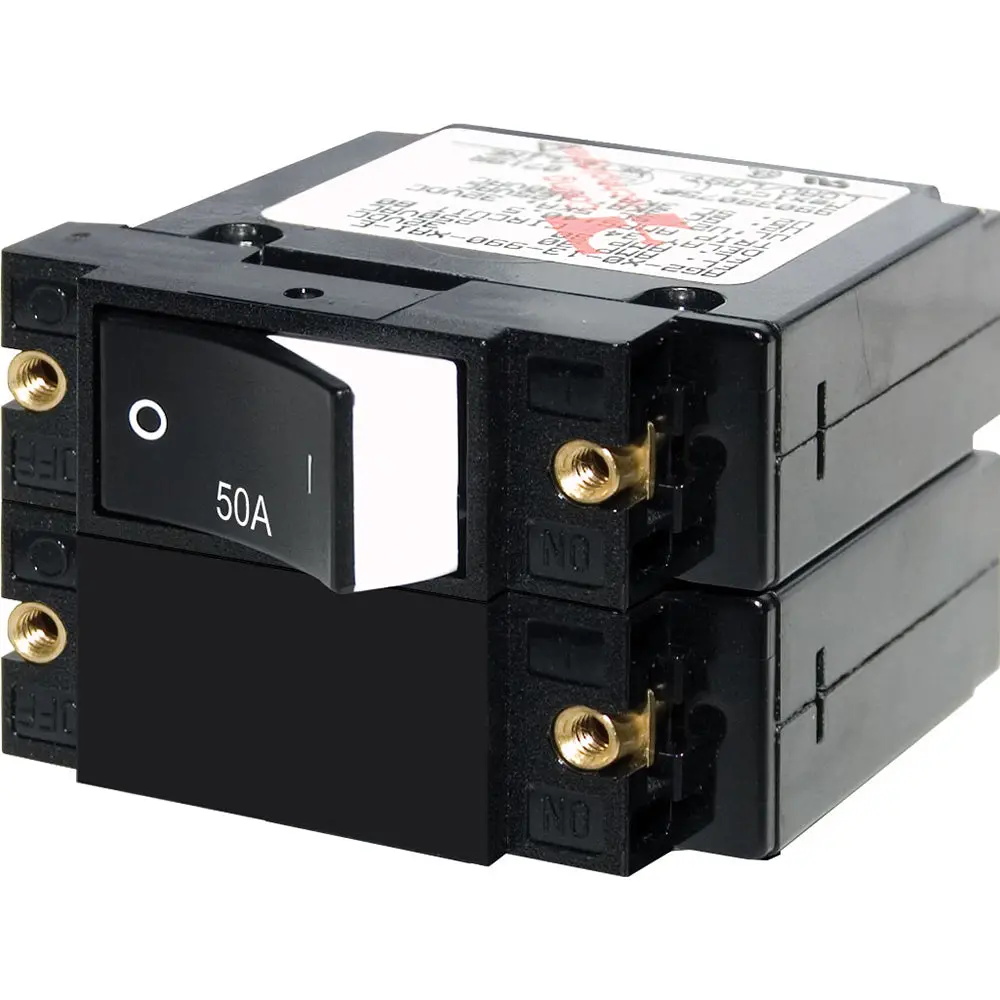 Blue Sea 7577 A-Series Raised Rocker Circuit Breaker - Double Pole - 50A [7577] 1