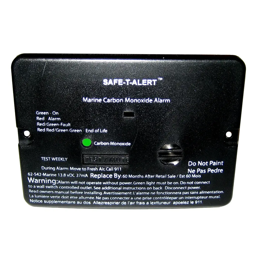 Safe-T-Alert 62 Series Carbon Monoxide Alarm - 12V - 62-542-Marine - Flush Mount - Black [62-542-Marine-Blk] 1