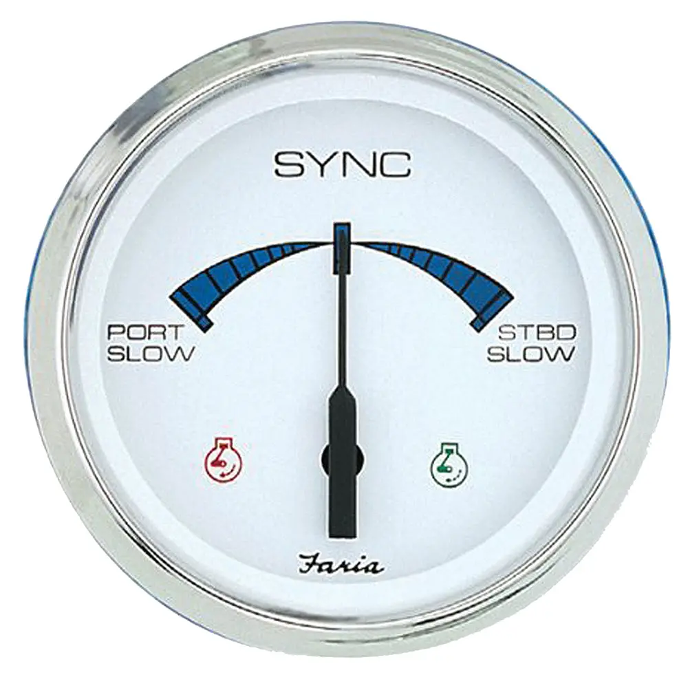 Faria 4" Chesapeake Ss White Engine Synchronizer - Dual Gas  Var Ratio Alt Diesel [33801] 1