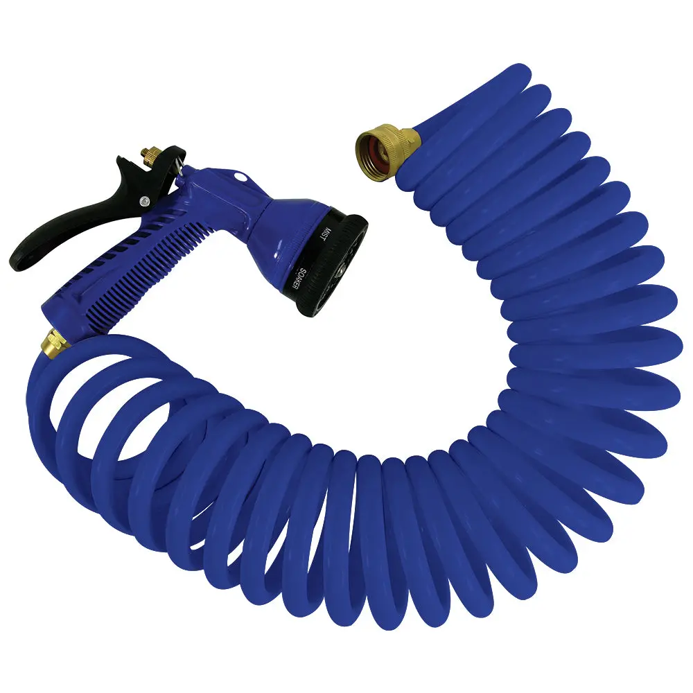 Whitecap 25 Blue Coiled Hose W/Adjustable Nozzle [P-0441B] 1
