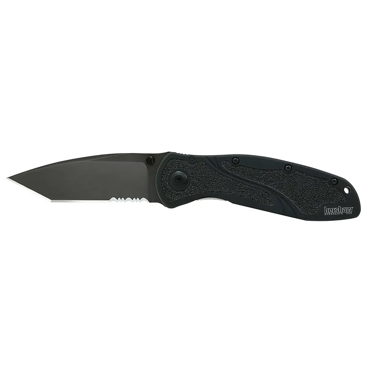 Kershaw - Blur Tanto Black Serrated Pocket Knife; 3.4 Inch Cerakote Finish Blade 1