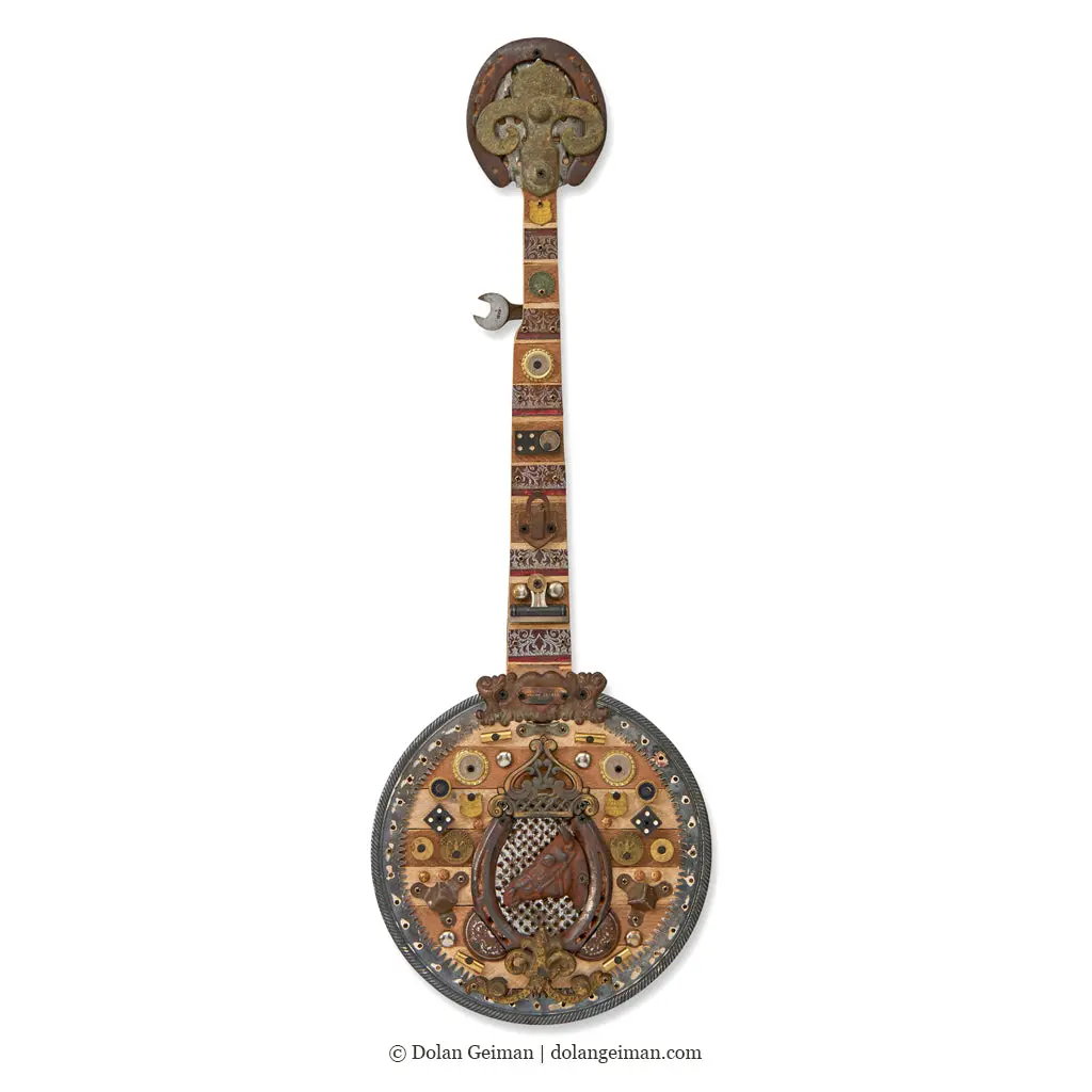 Songwriter Souvenir (Banjo) Original Mixed Media Wall Art 1