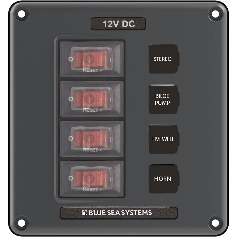 Blue Sea 4320 Circuit Breaker Switch Panel 4 Position - Gray [4320] 1