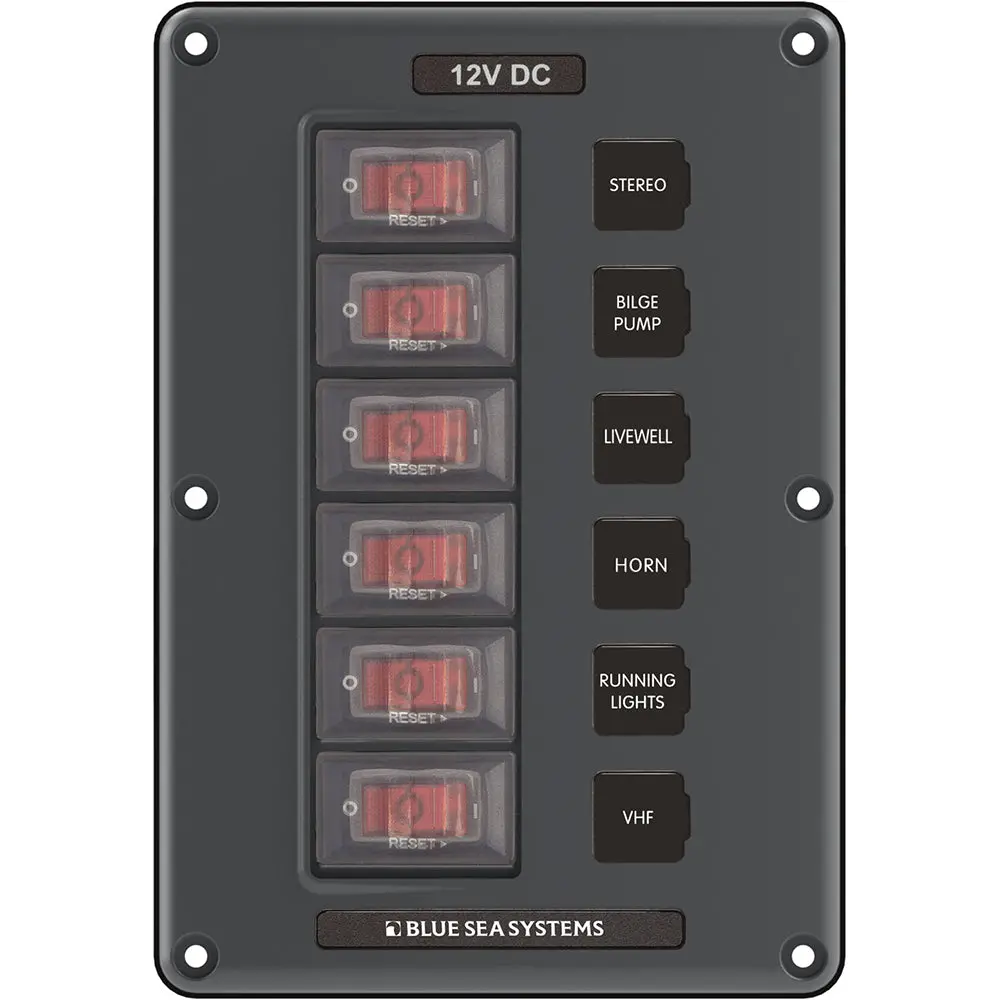 Blue Sea 4322 Circuit Breaker Switch Panel 6 Position - Gray [4322] 1