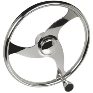 Sea Choice - 3 Spoke Stainless Steel Steering Wheel W/Knob 13-1/2" 1