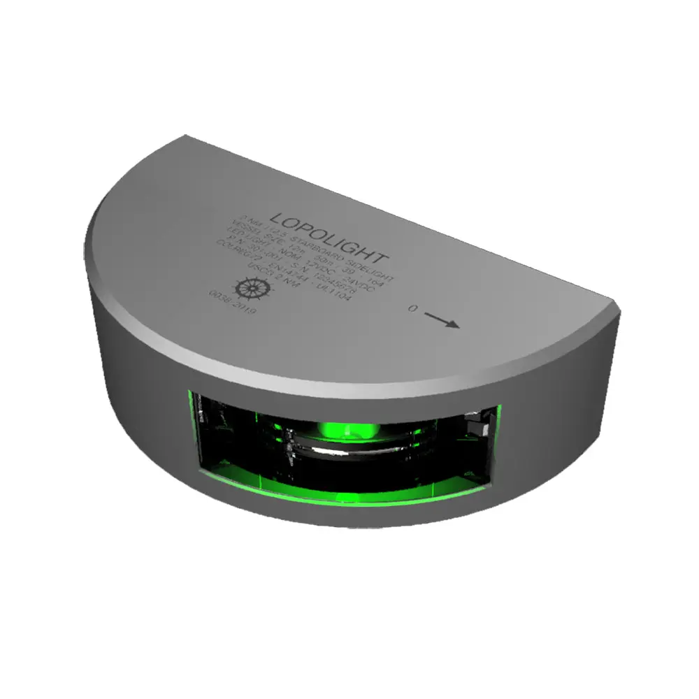 Lopolight Series 301-001 - Starboard Sidelight - 2Nm - Vertical Mount - Green - Silver Housing  [301-001] 1